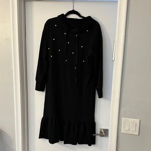 SHEIN Black Dress with Pearl Accents